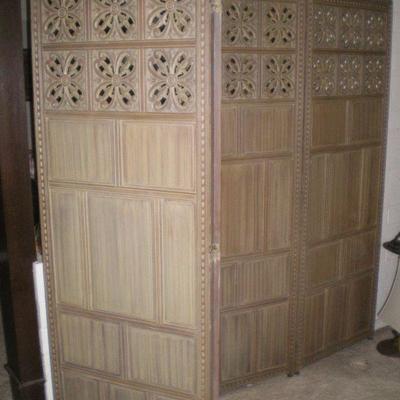Vintage Four Panel Wood Screen 