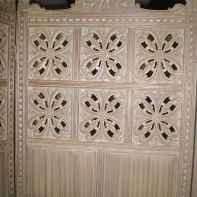 Vintage Four Panel Wood Screen 