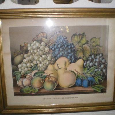 Currier & Ives Lithograph Golden Fruits of California
