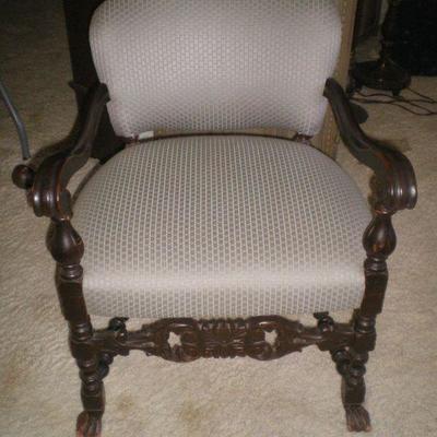 Vintage Upholstered and Carved Chair