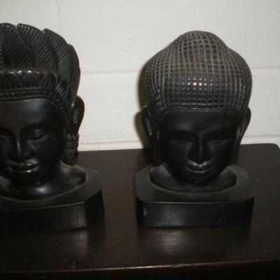 Pair Vintage Carved Figures