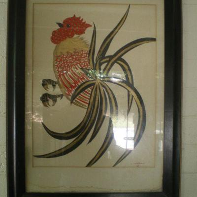 Vintage Framed Rooster
