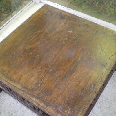 Vintage Wood Asian Carved Table