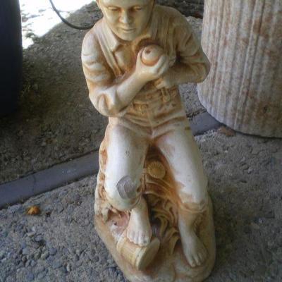 Yard Art - Cement Boy with Apple