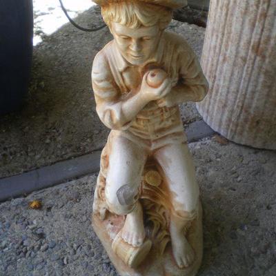 Yard Art - Cement Boy with Apple