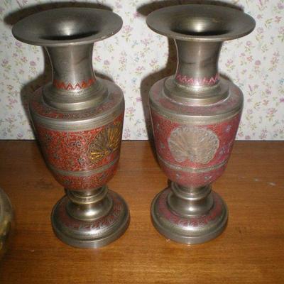 Pair Vintage Metal Urns