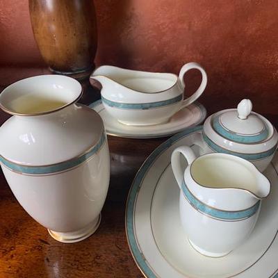 PFALTZGRAFF "PATINA" VASE $35, GRAVY BOAT $30, PLATTER $28, CREAMER & SUGAR $30