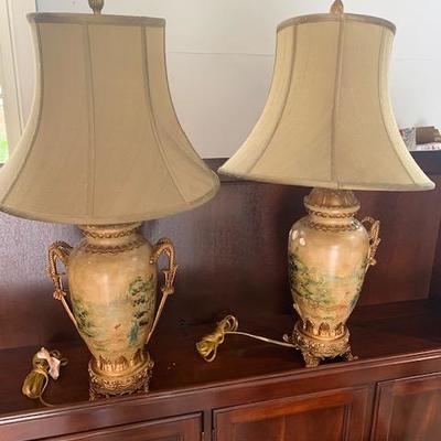 PAIR OF JOHN RICHARDS ASIAN INSPIRED LAMPS (AS IS) $120