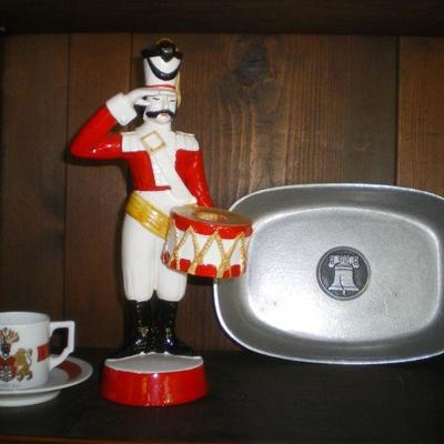 Figure, Cup & Saucer, Metal Tray