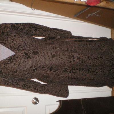 Vintage Full Length Belted Curly Lamb Coat from I. Magnin