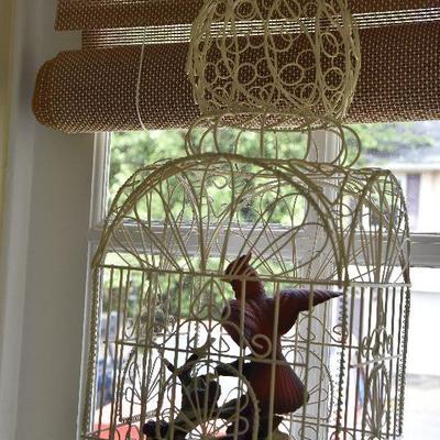 P Lot 188: Hanging Birdcage with Cardinal Figurine