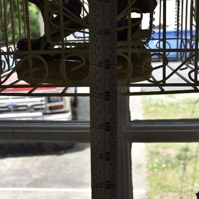 P Lot 188: Hanging Birdcage with Cardinal Figurine