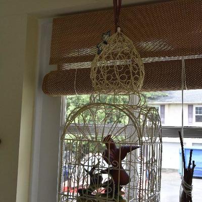 P Lot 188: Hanging Birdcage with Cardinal Figurine