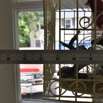 P Lot 188: Hanging Birdcage with Cardinal Figurine