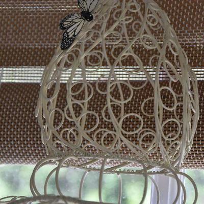 P Lot 188: Hanging Birdcage with Cardinal Figurine