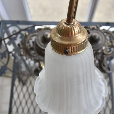 P Lot 191: Brass Desk Lamp with Ink Wells