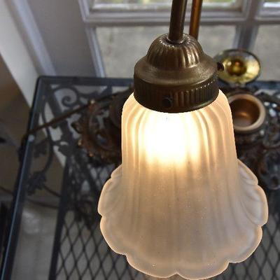 P Lot 191: Brass Desk Lamp with Ink Wells