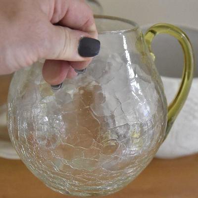 P Lot 201: Crackle Glass Pitcher and more