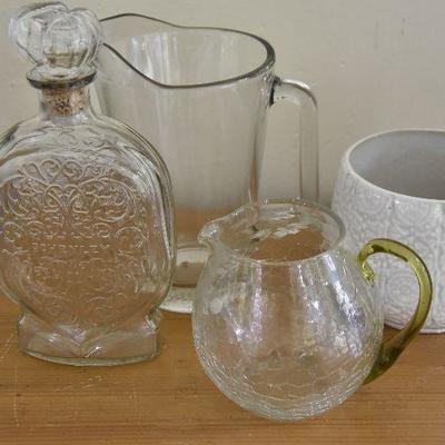 P Lot 201: Crackle Glass Pitcher and more