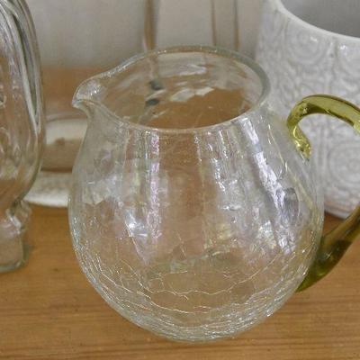 P Lot 201: Crackle Glass Pitcher and more
