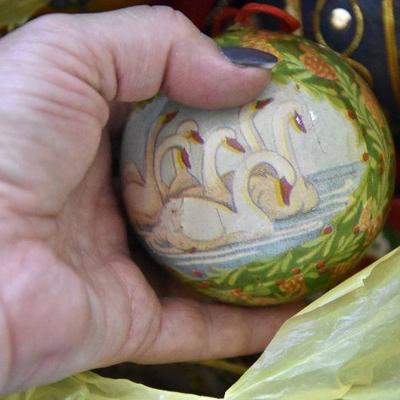 P Lot 204: Bin of Christmas Orniments and Trim