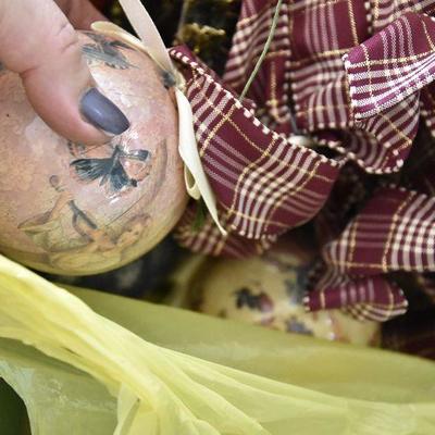 P Lot 204: Bin of Christmas Orniments and Trim