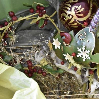 P Lot 204: Bin of Christmas Orniments and Trim