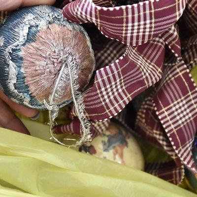 P Lot 204: Bin of Christmas Orniments and Trim