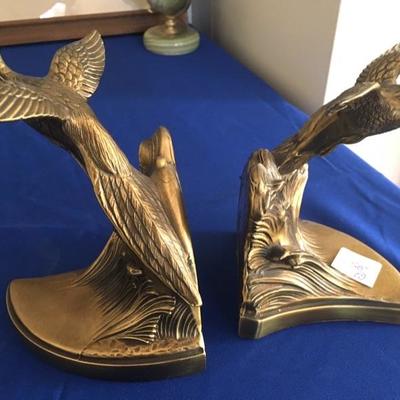PM Craftsman Brass Bookends Bird in Flight Mallard