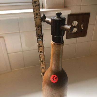P Lot 82: Wood Pepper Grinder Wine Bottle