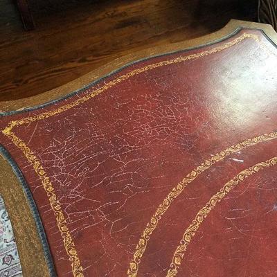 P Lot 93: Vintage Leather Top Coffee Table