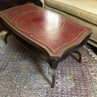 P Lot 93: Vintage Leather Top Coffee Table