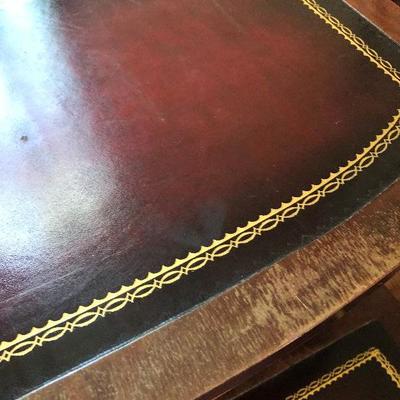 P Lot 95: Vintage Leather Top Side Table