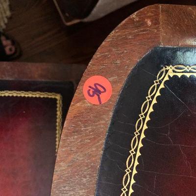 P Lot 95: Vintage Leather Top Side Table