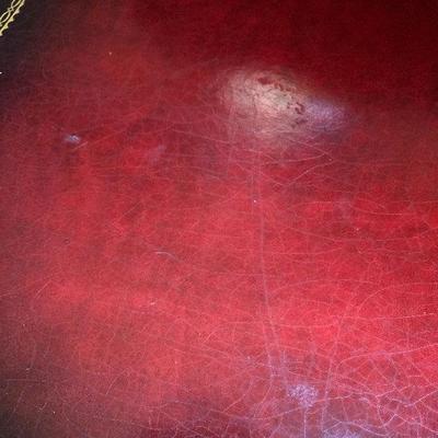 P Lot 95: Vintage Leather Top Side Table