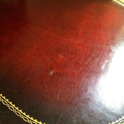 P Lot 95: Vintage Leather Top Side Table
