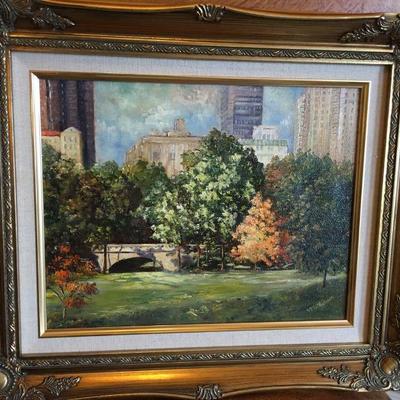 Original Oil Painting New York City Central Park Scene Signed N. Whitaker Item #881