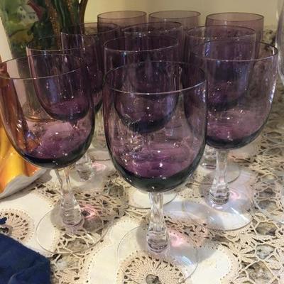 Stunning Fostoria Signed Amethyst  Purple Cordial or Dessert Glasses Glassware 
