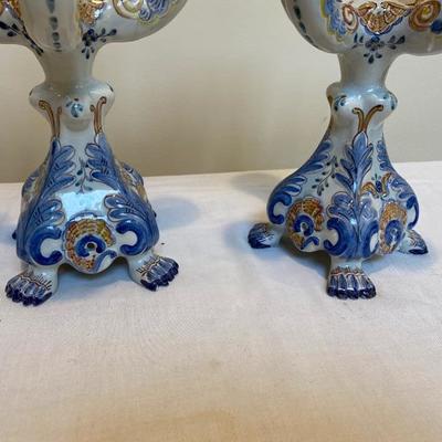 Lot # 293 Set of three hand-painted Portugal candelabra