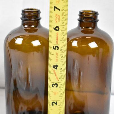 Vivaplex, 2, Large, 16 oz Amber Glass Bottles with Lotion Pumps - New