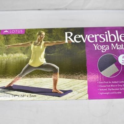 Lotus 5mm Reversible Yoga Mat, Blue & Gray 24