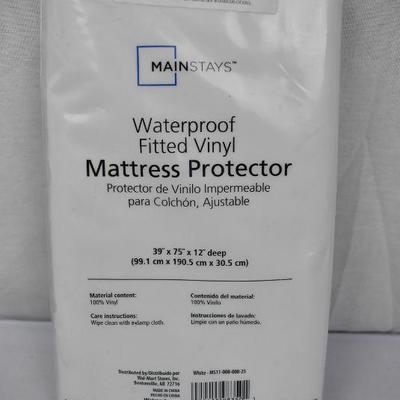 Twin Size Mattress Protector by Mainstays, Fitted, Vinyl, Waterproof - New