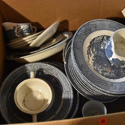 B Lot 4: Box Lot of Currier & Ives Ironstone