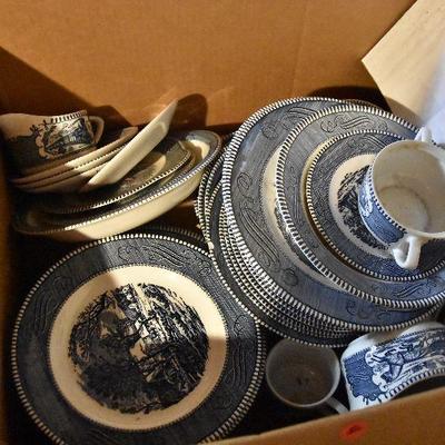 B Lot 4: Box Lot of Currier & Ives Ironstone