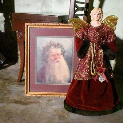 B Lot 45: Santa Picture and Large Angel Tree Topper