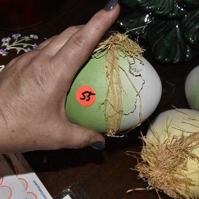 B Lot 55: Lot of Large Ceramic Easter Eggs