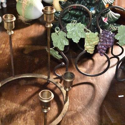 B Lot 60: Brass Candlestick and Wine Rack