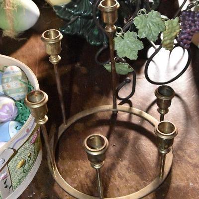 B Lot 60: Brass Candlestick and Wine Rack