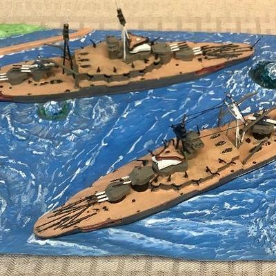 3 Plastic WWII waterline ship models