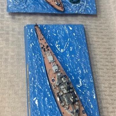 3 Plastic WWII waterline ship models